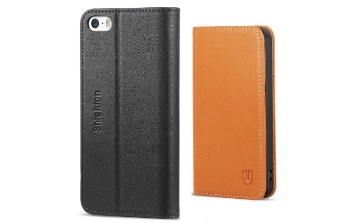 SHIELDON iPhone 5 Case, iPhone 5S, iPhone SE Genuine Leather Wallet Case