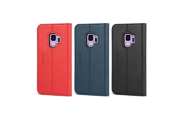 SHIELDON SAMSUNG S9 Wallet Case - Galaxy S9 Leather Case with Kickstand and Magnetic Closure Black