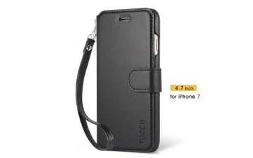 TUCCH iPhone 7 Wallet Case, Wrist Strap, PU Leather Case