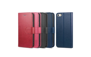TUCCH iPhone 5 Wallet Case, iPhone 5S, iPhone SE Leather Case, Wrist Strap, PU Leather Case - 5 Color