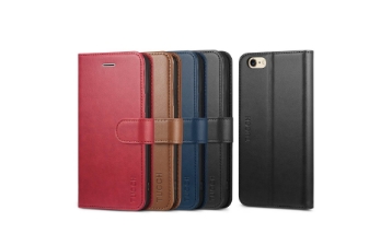 TUCCH iPhone 6 Wallet Case, iPhone 6S Leather Case, Wrist Strap, PU Leather Case - 5 Color