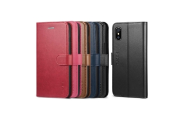 TUCCH iPhone X Wallet Case, iPhone 10 Leather Case, Premium PU Leather Flip Folio Case - 5 Color