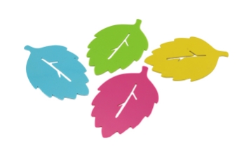 Slip-Proof Silicone Leaf Coasters &Table Trivets 4pc Set