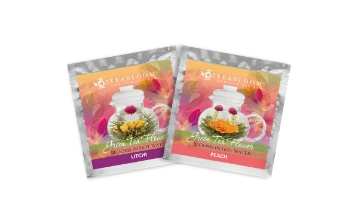 Litchi and Peach Blooming Tea Flowers  - Set of Two 