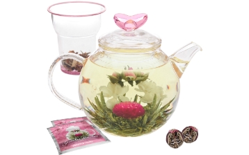 Eternal Love Teapot with Loose Tea Glass Infuser (36 oz)