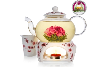 Cherry Blossom Teapot with Loose-Leaf Tea Infuser and Tea Warmer - 27 oz / 800 mL