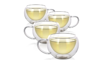 MODERN CLASSIC® Double Walled Cups – Insulated Glass Cups - 6oz / 200ml (Set of 4)